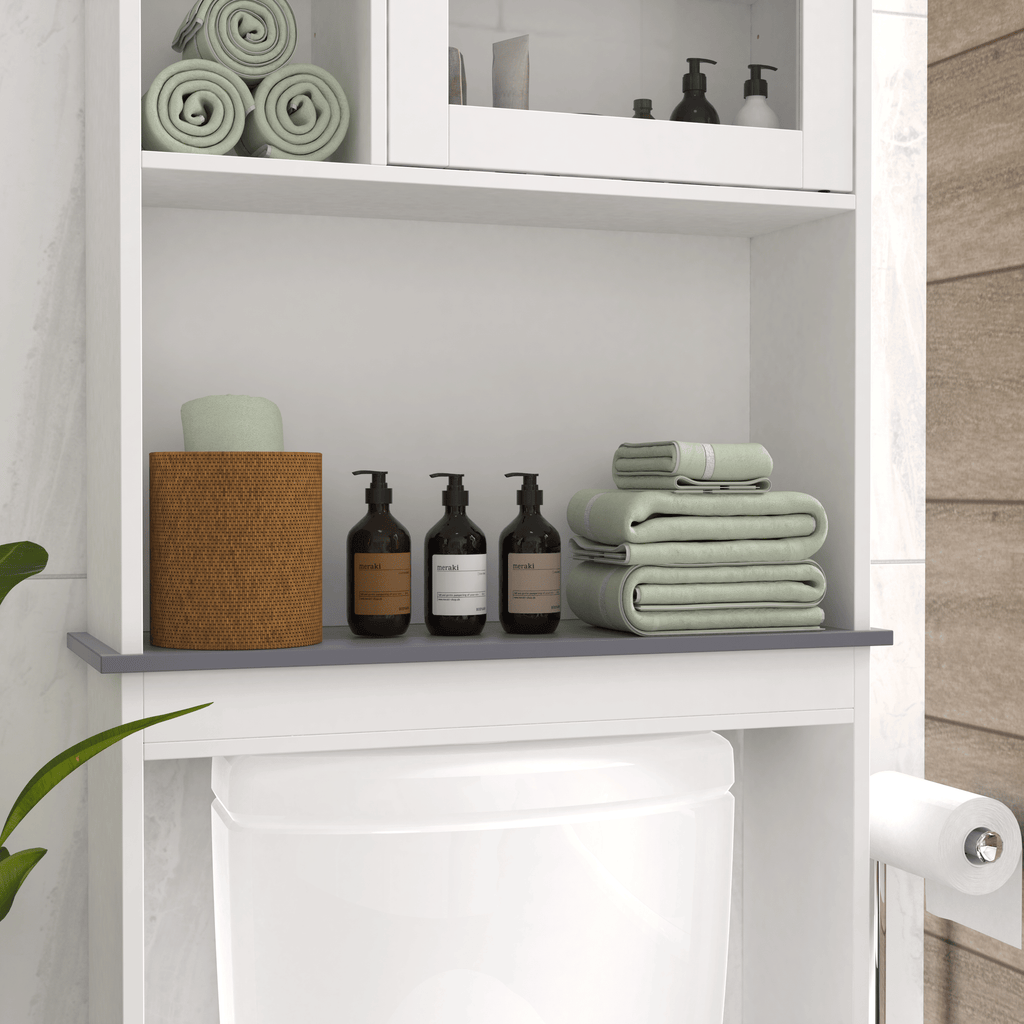 Modern Over-The-Toilet Storage Cabinet with Adjustable Shelves