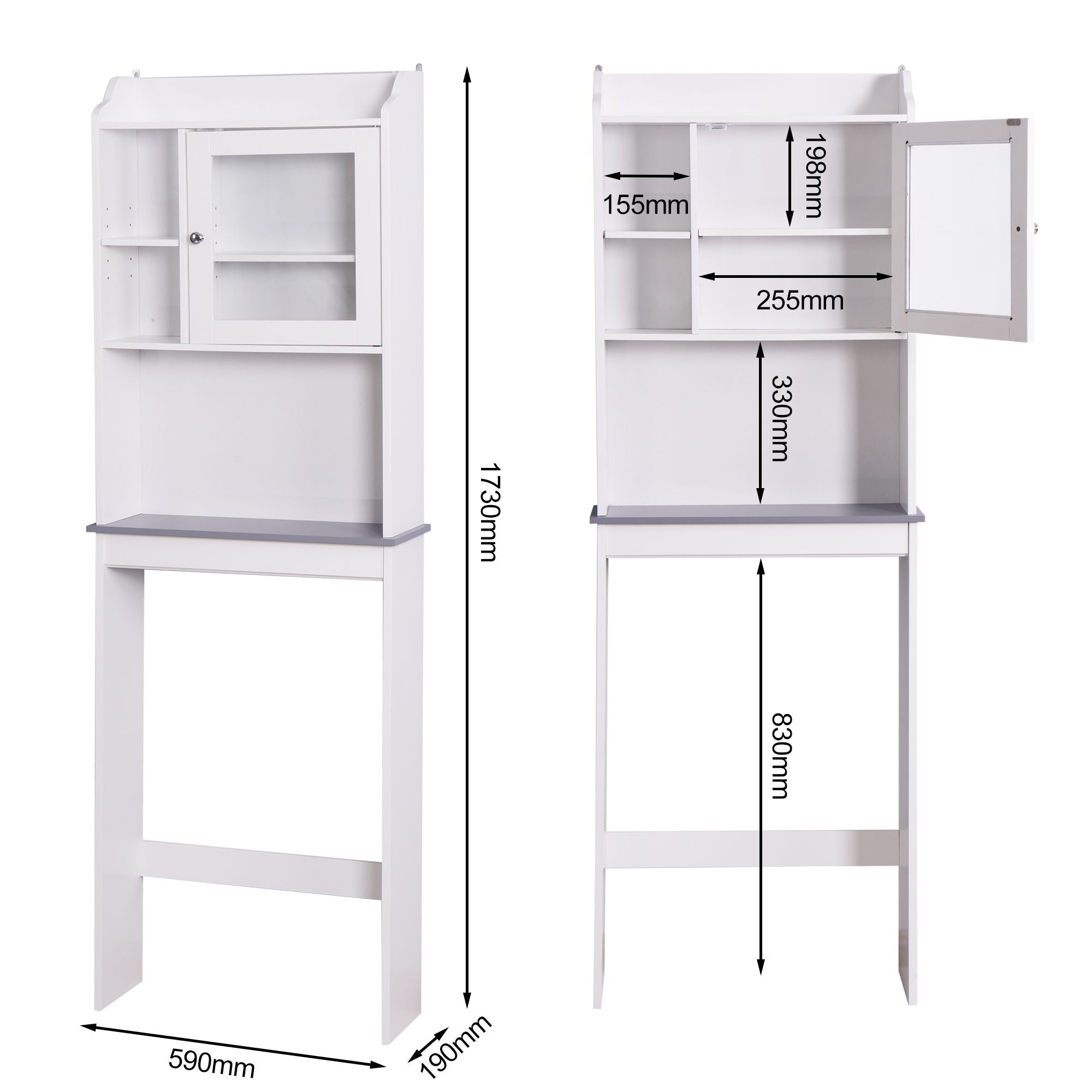 Modern Over-The-Toilet Storage Cabinet with Adjustable Shelves