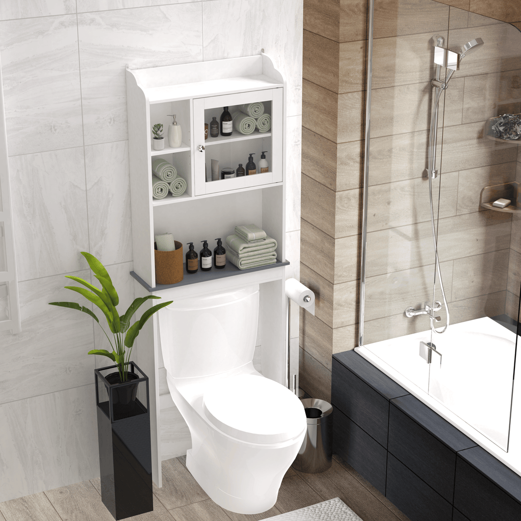 Modern Over-The-Toilet Storage Cabinet with Adjustable Shelves