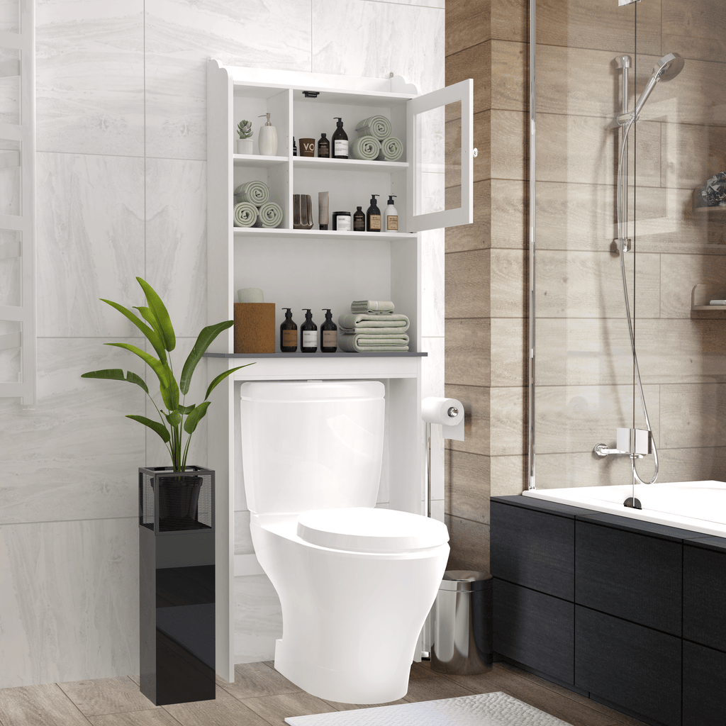 Modern Over-The-Toilet Storage Cabinet with Adjustable Shelves
