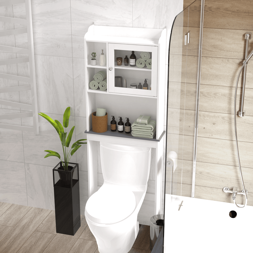 Modern Over-The-Toilet Storage Cabinet with Adjustable Shelves