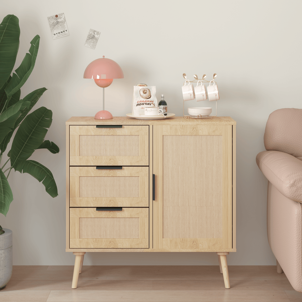 Modern Rattan Dresser with Versatile Storage