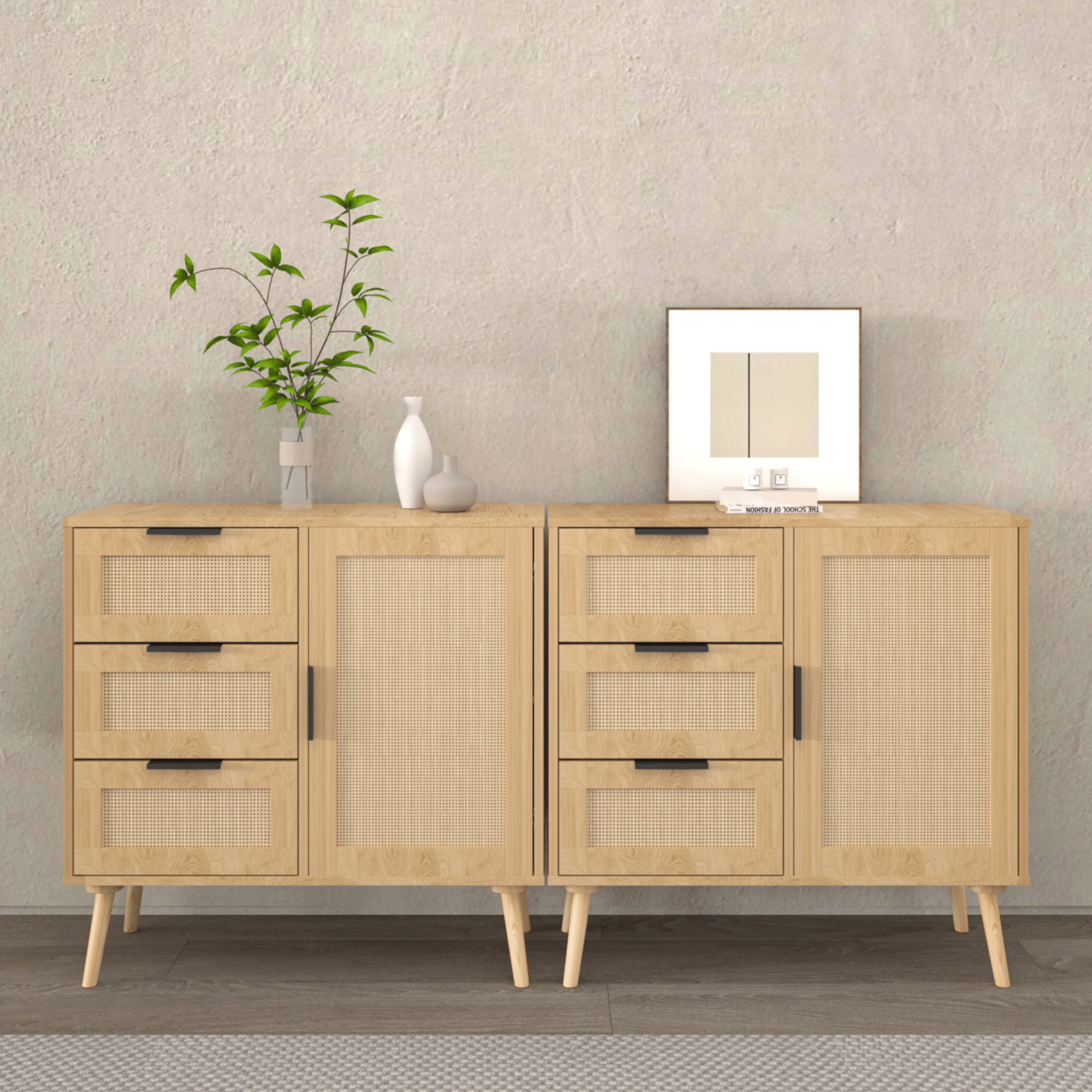 Modern Rattan Dresser with Versatile Storage