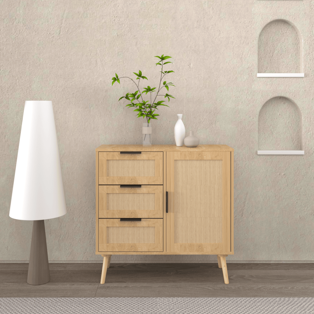 Modern Rattan Dresser with Versatile Storage
