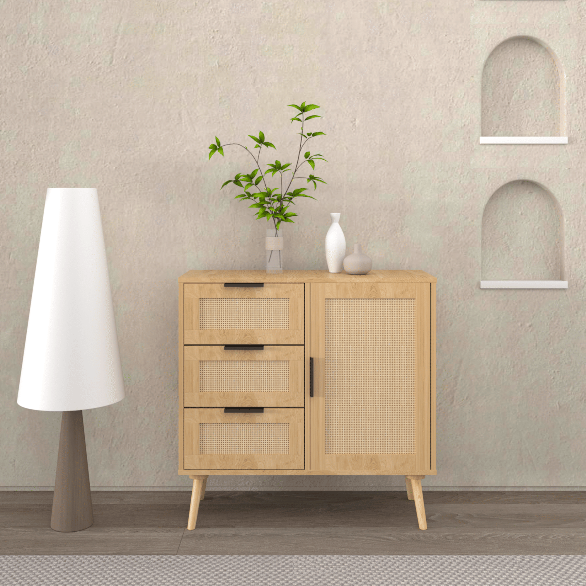 Modern Rattan Dresser with Versatile Storage