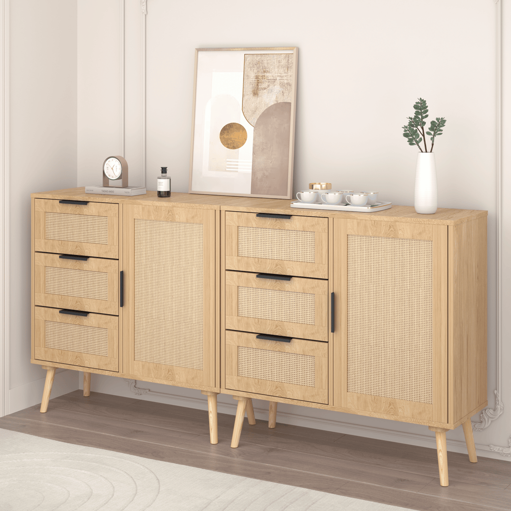 Modern Rattan Dresser with Versatile Storage