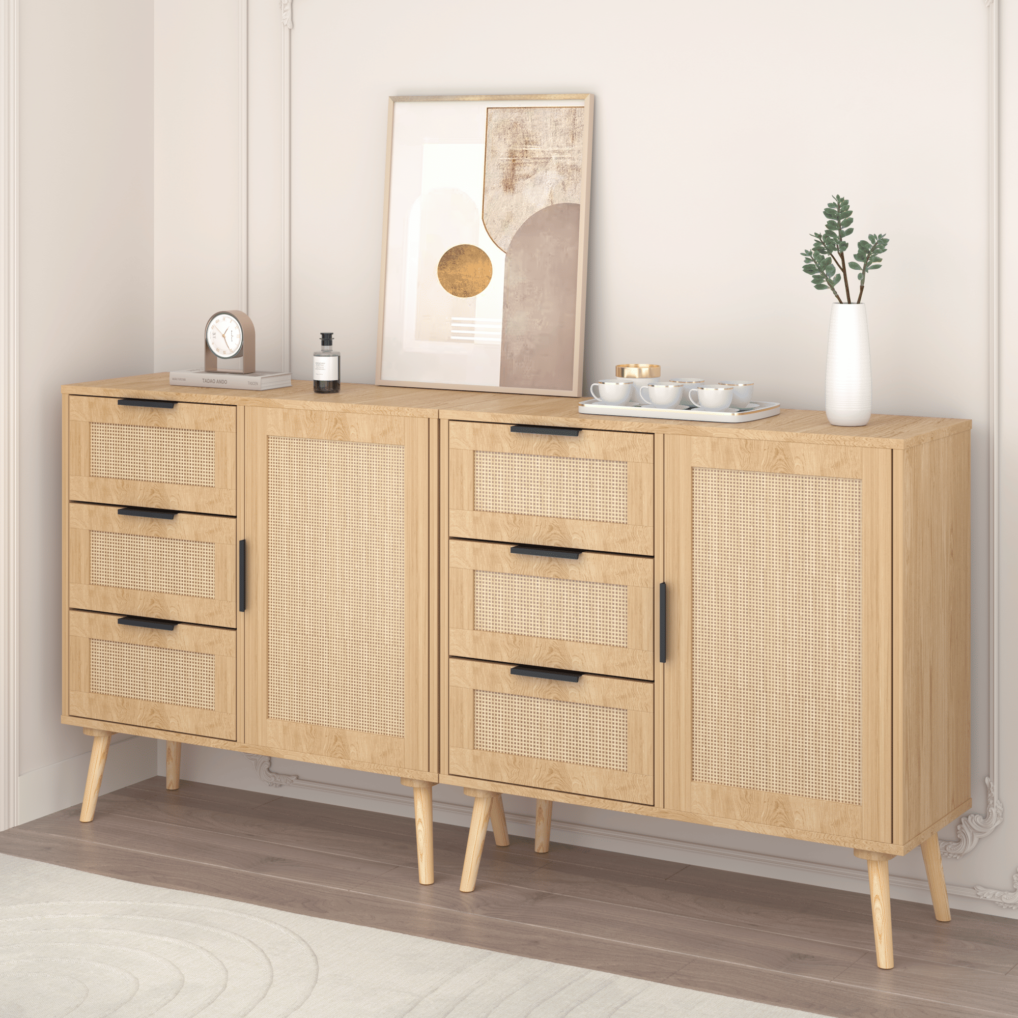 Modern Rattan Dresser with Versatile Storage