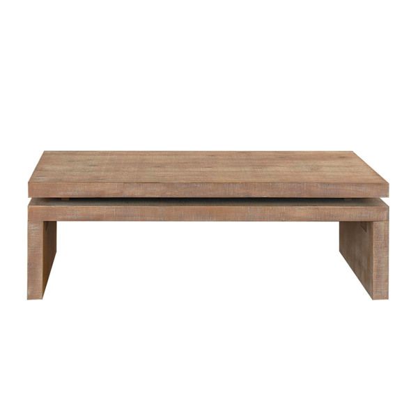 Modern Rustic Wood Coffee Table – Rectangular Living Room Center Table with Floating Top Design 47.6