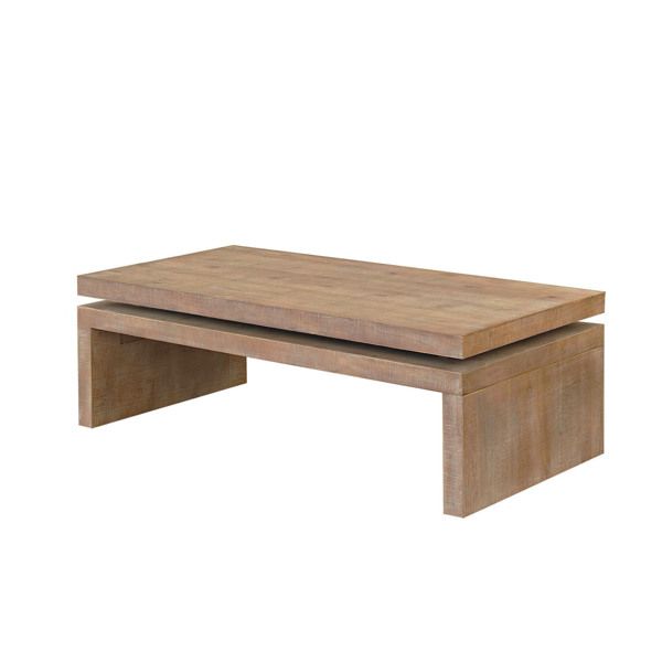 Modern Rustic Wood Coffee Table – Rectangular Living Room Center Table with Floating Top Design 47.6