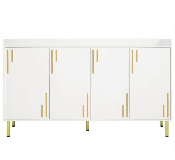 4-Door Storage Cabinet with Metal Legs and Soft Close Hinges