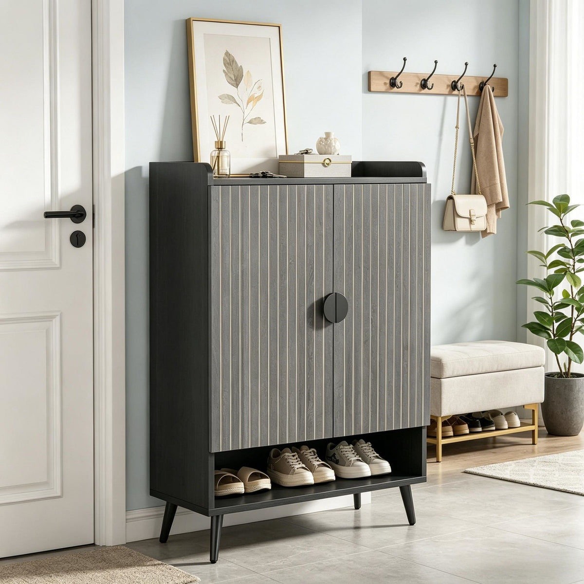 Modern Shoe Cabinet with Adjustable Hidden Storage
