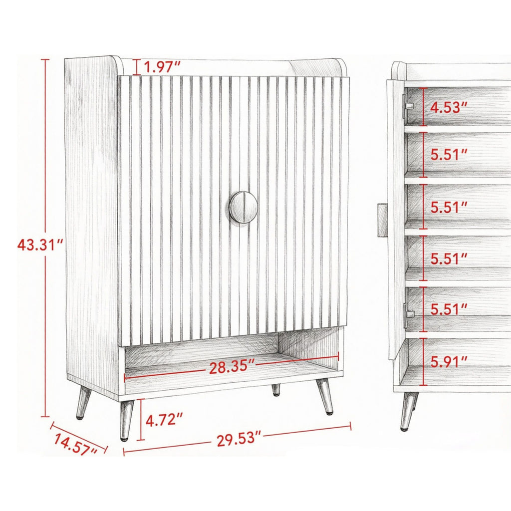Modern Shoe Cabinet with Adjustable Hidden Storage