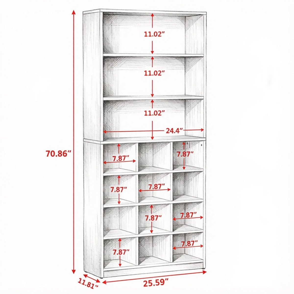 Modern White Shoe Cabinet with 4-Tier Cubby Shelves and Side Hooks