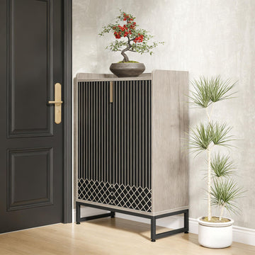 Modern Five-Tier Shoe Cabinet with Two Doors