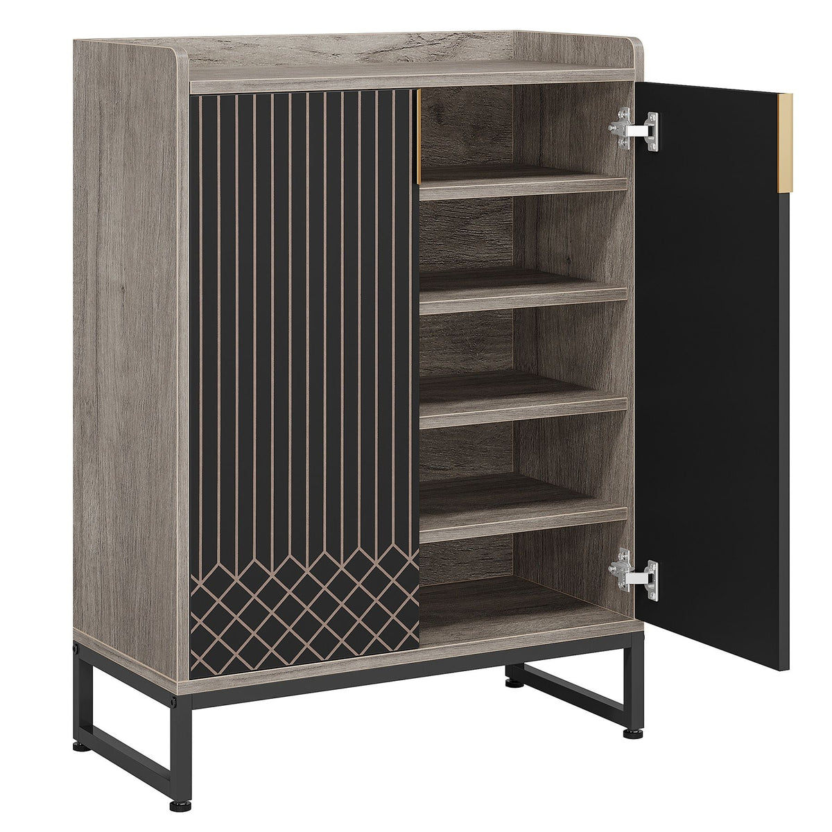 Modern Five-Tier Shoe Cabinet with Two Doors