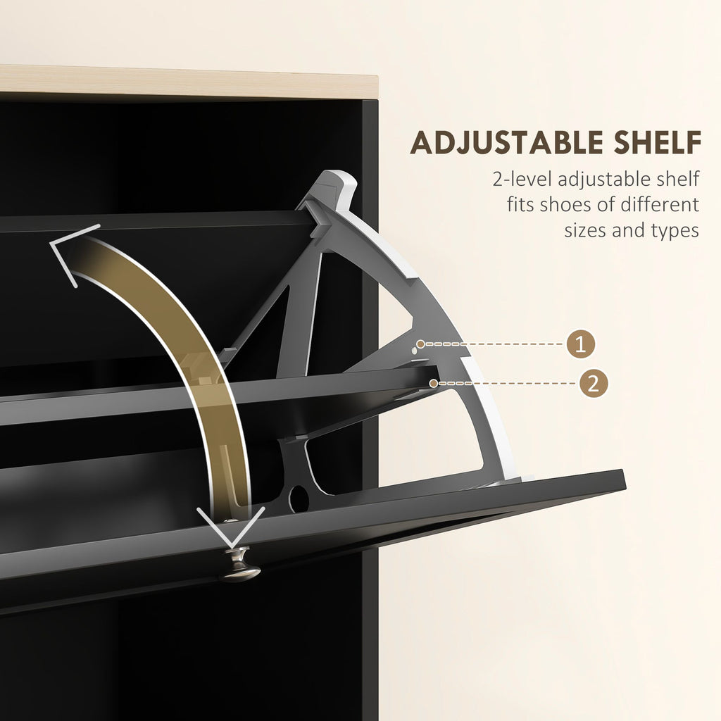 Modern Shoe Storage Cabinet with 3 Flip Drawers and Adjustable Shelves