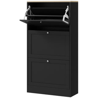 Modern Shoe Storage Cabinet with 3 Flip Drawers and Adjustable Shelves