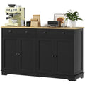 Modern Black Sideboard with Drawers and Adjustable Shelves