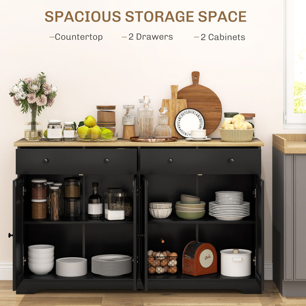 Modern Black Sideboard with Drawers and Adjustable Shelves