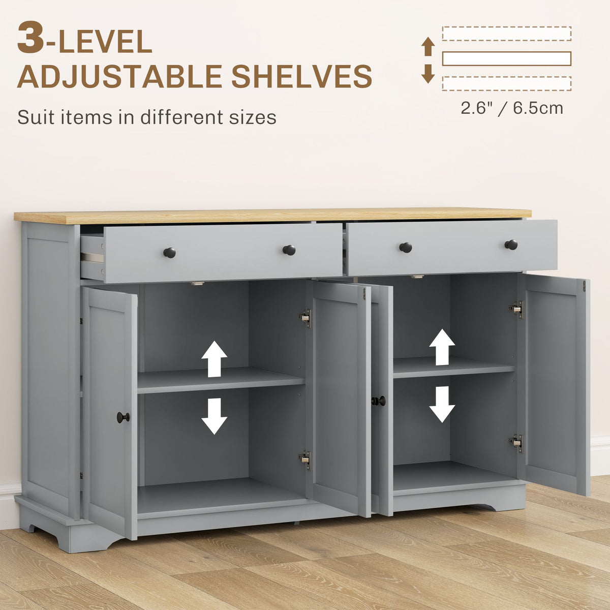 Modern Sideboard with Flexible Enclosed Storage