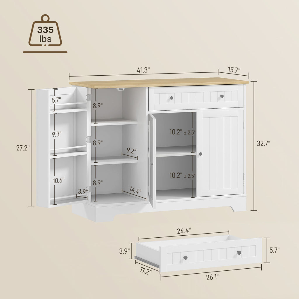 Modern Sideboard Cabinet, Kitchen Buffet Cabinet with Drawer, Adjustable Shelf, 3