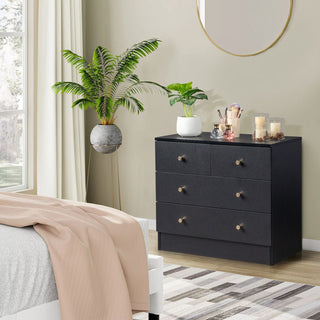 Modern Black Four-Drawer Storage Dresser