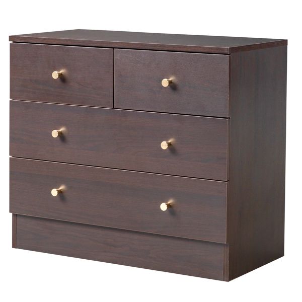 Modern Brown Four-Drawer Dresser Nightstand