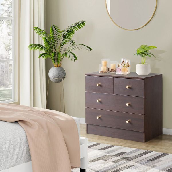 Modern Brown Four-Drawer Dresser Nightstand