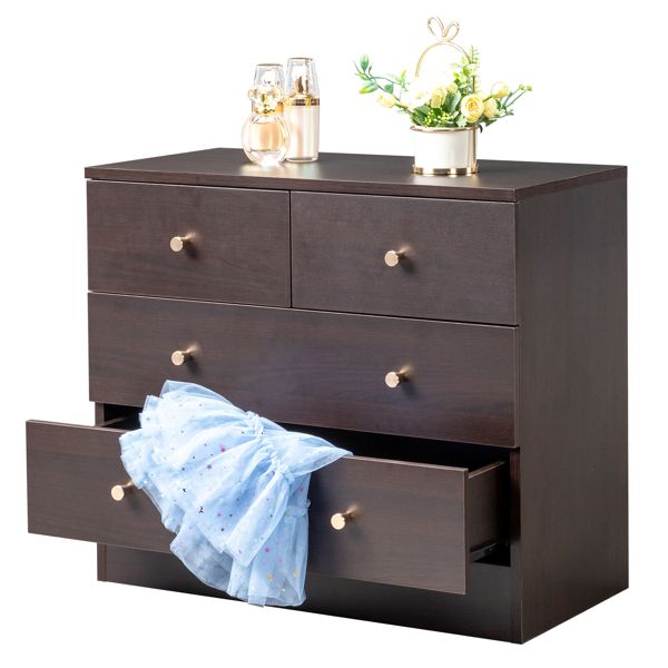 Modern Brown Four-Drawer Dresser Nightstand