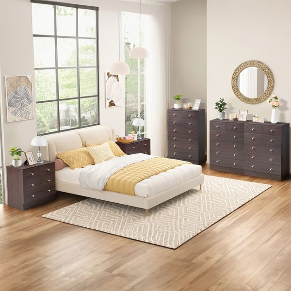 Modern Brown Four-Drawer Dresser Nightstand