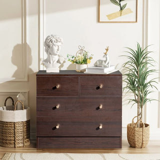 Modern Brown Four-Drawer Dresser Nightstand