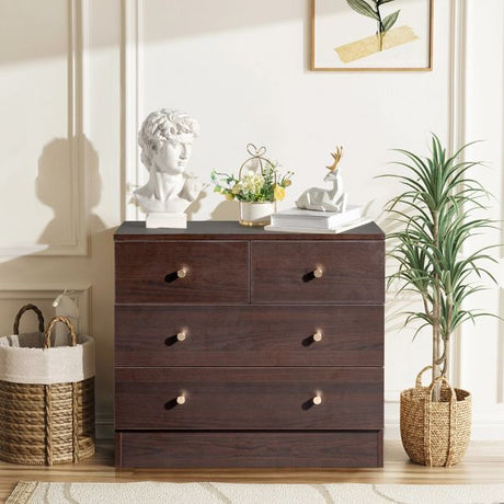 Modern Brown Four-Drawer Dresser Nightstand