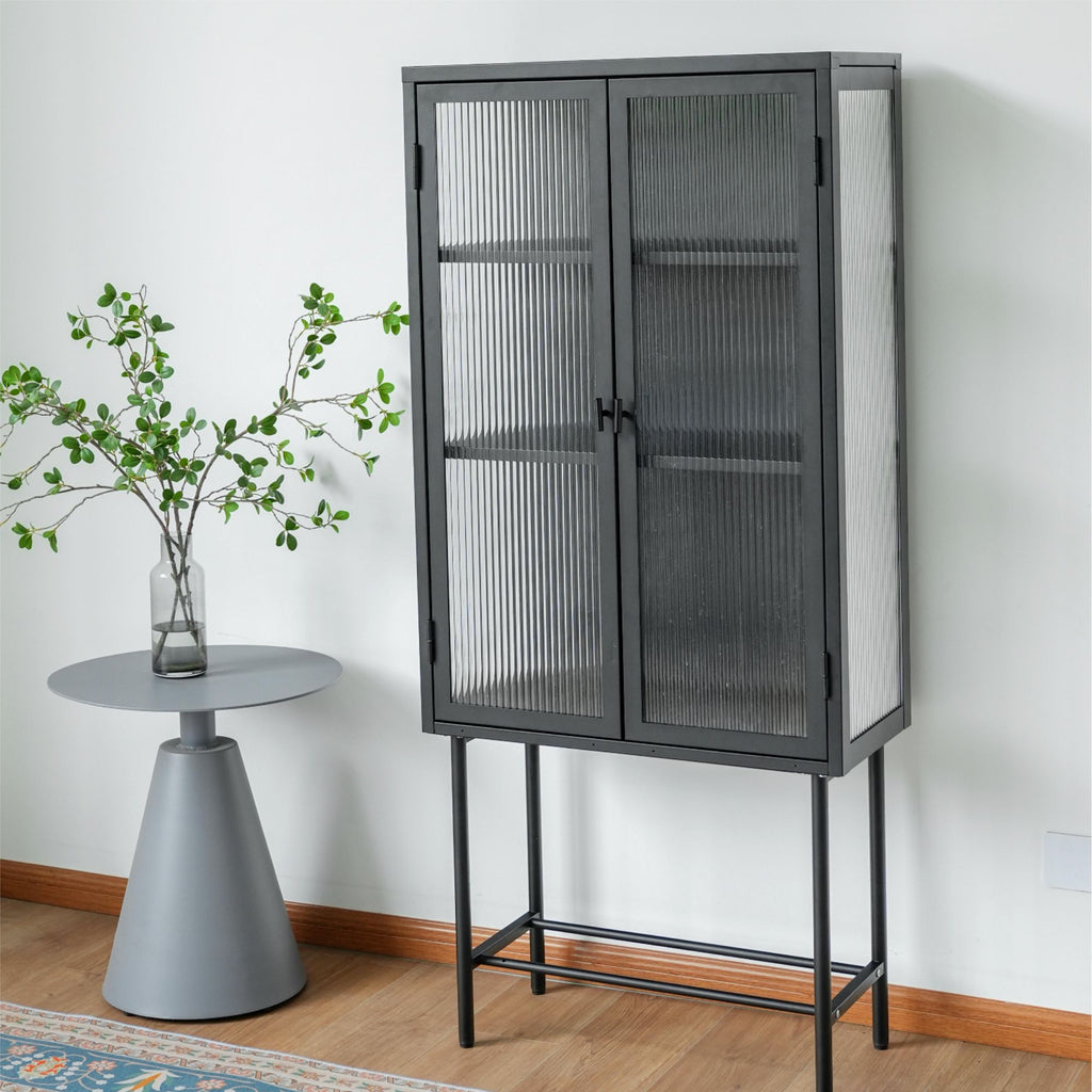 Modern Matte Storage Cabinet with Adjustable Shelves