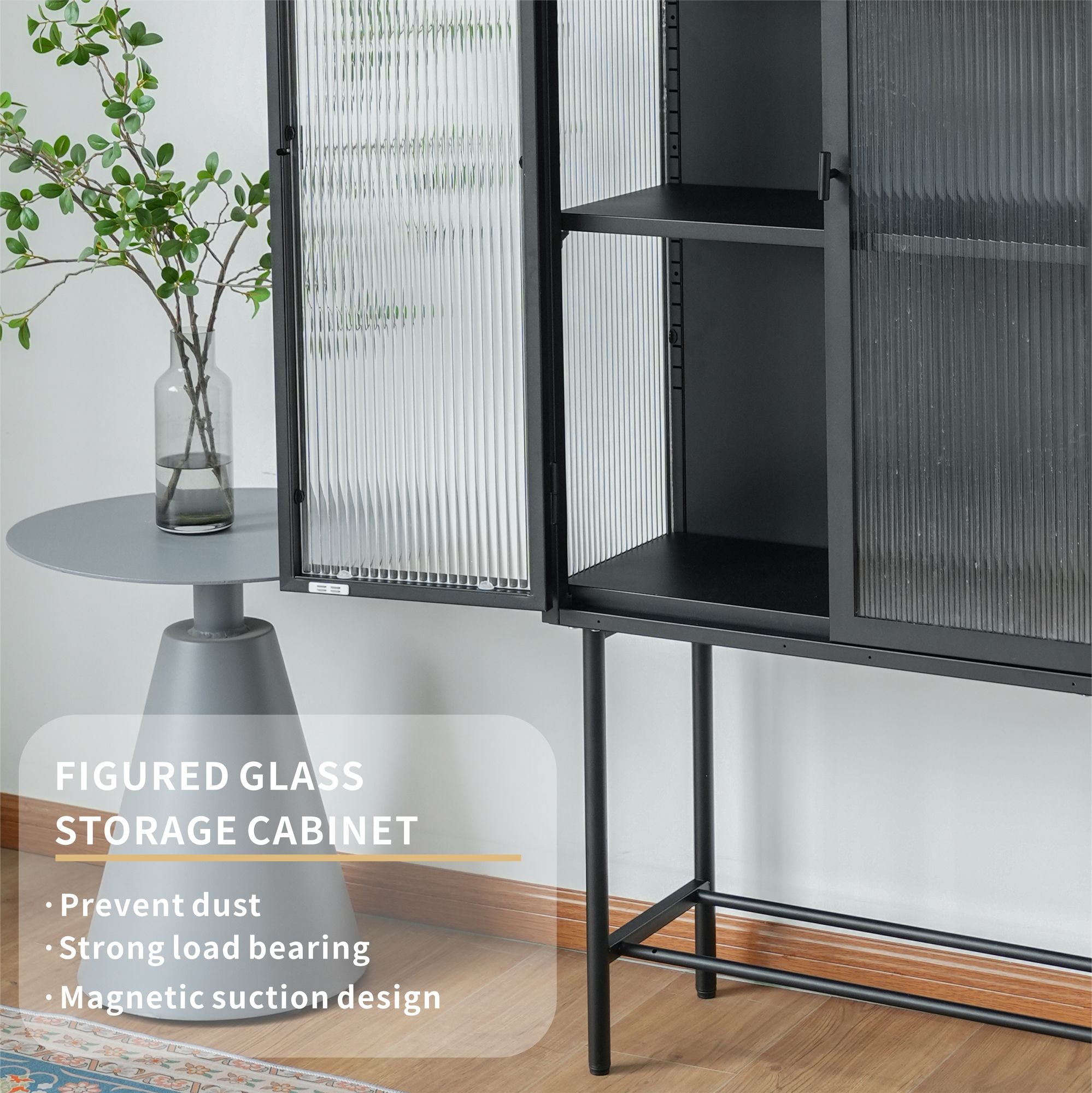 Modern Matte Storage Cabinet with Adjustable Shelves