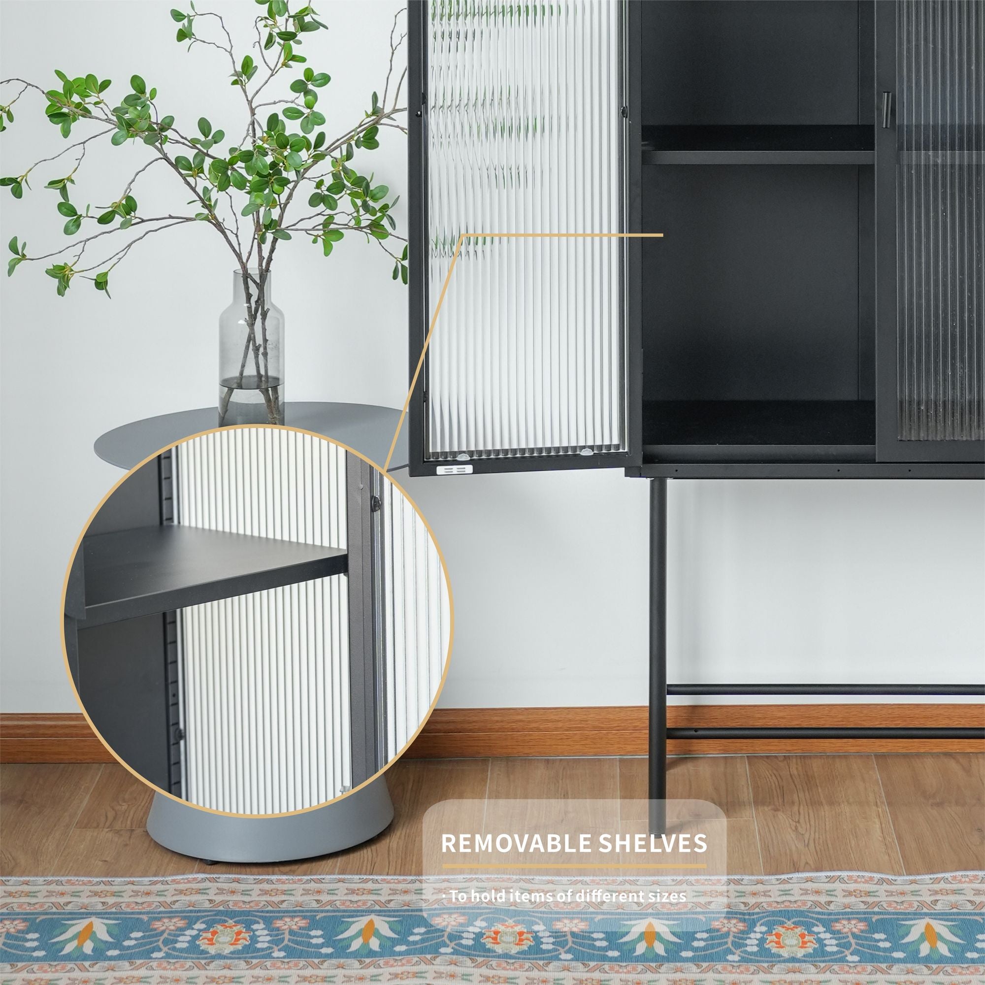 Modern Matte Storage Cabinet with Adjustable Shelves