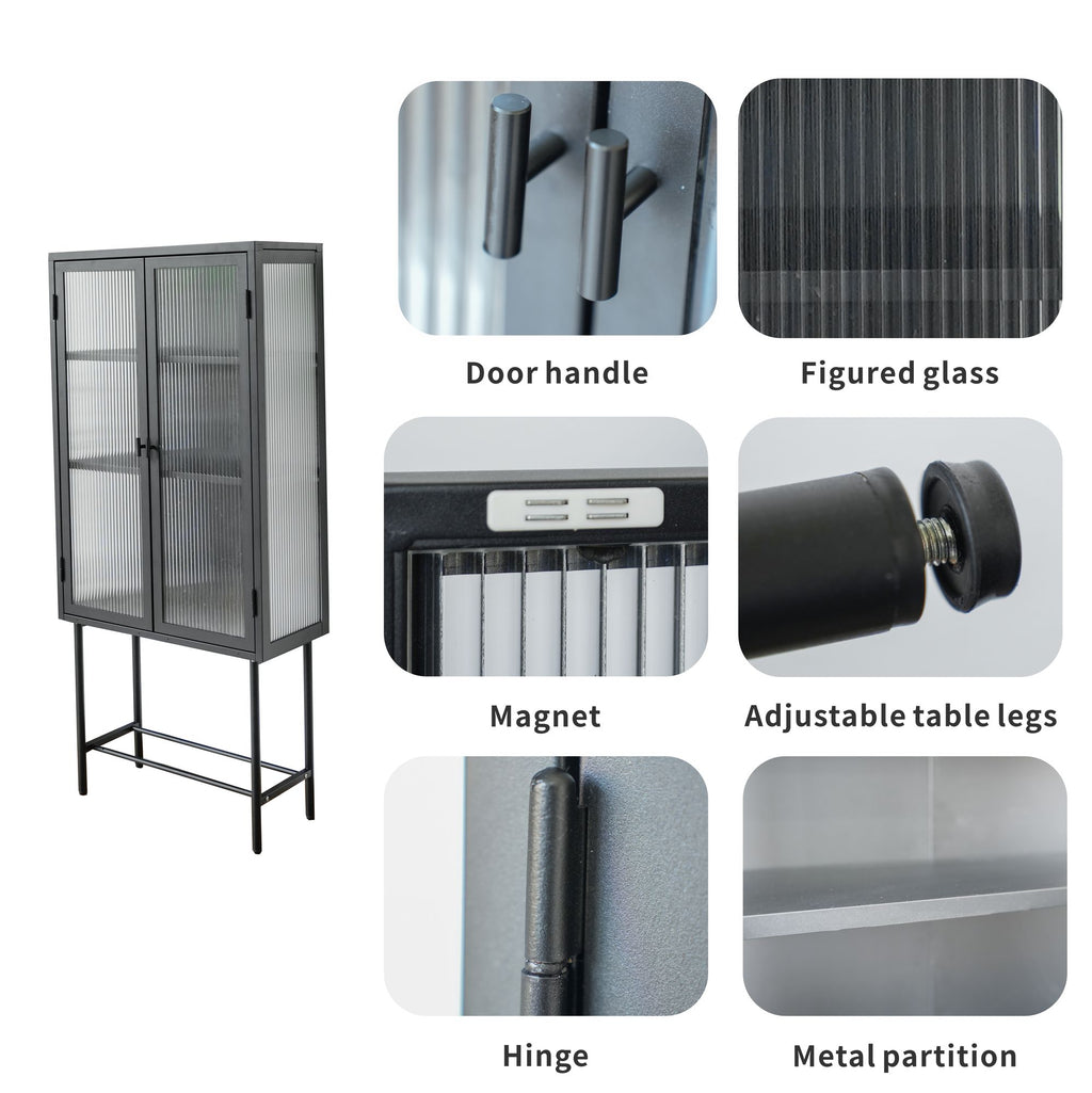 Modern Matte Storage Cabinet with Adjustable Shelves