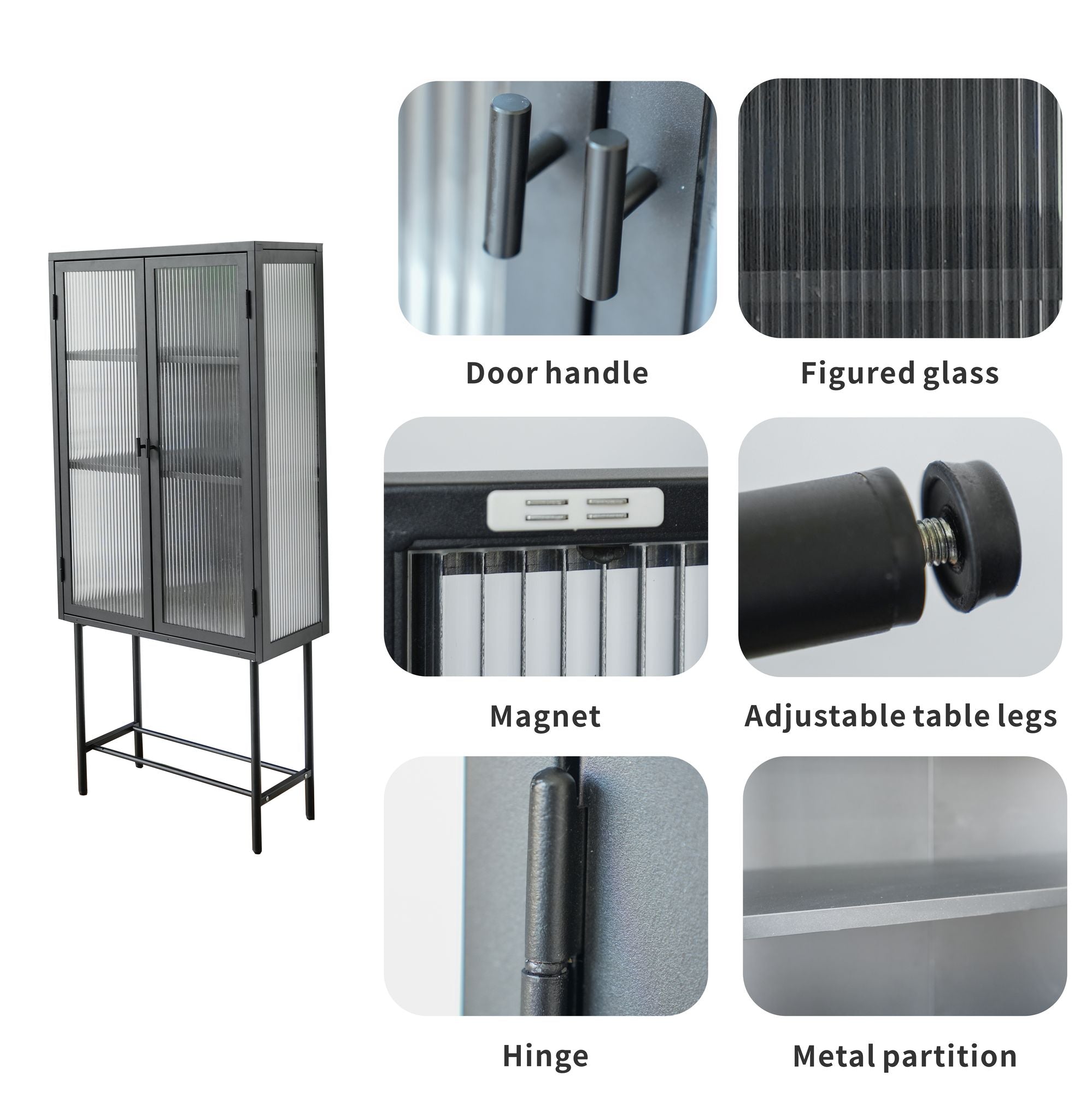 Modern Matte Storage Cabinet with Adjustable Shelves