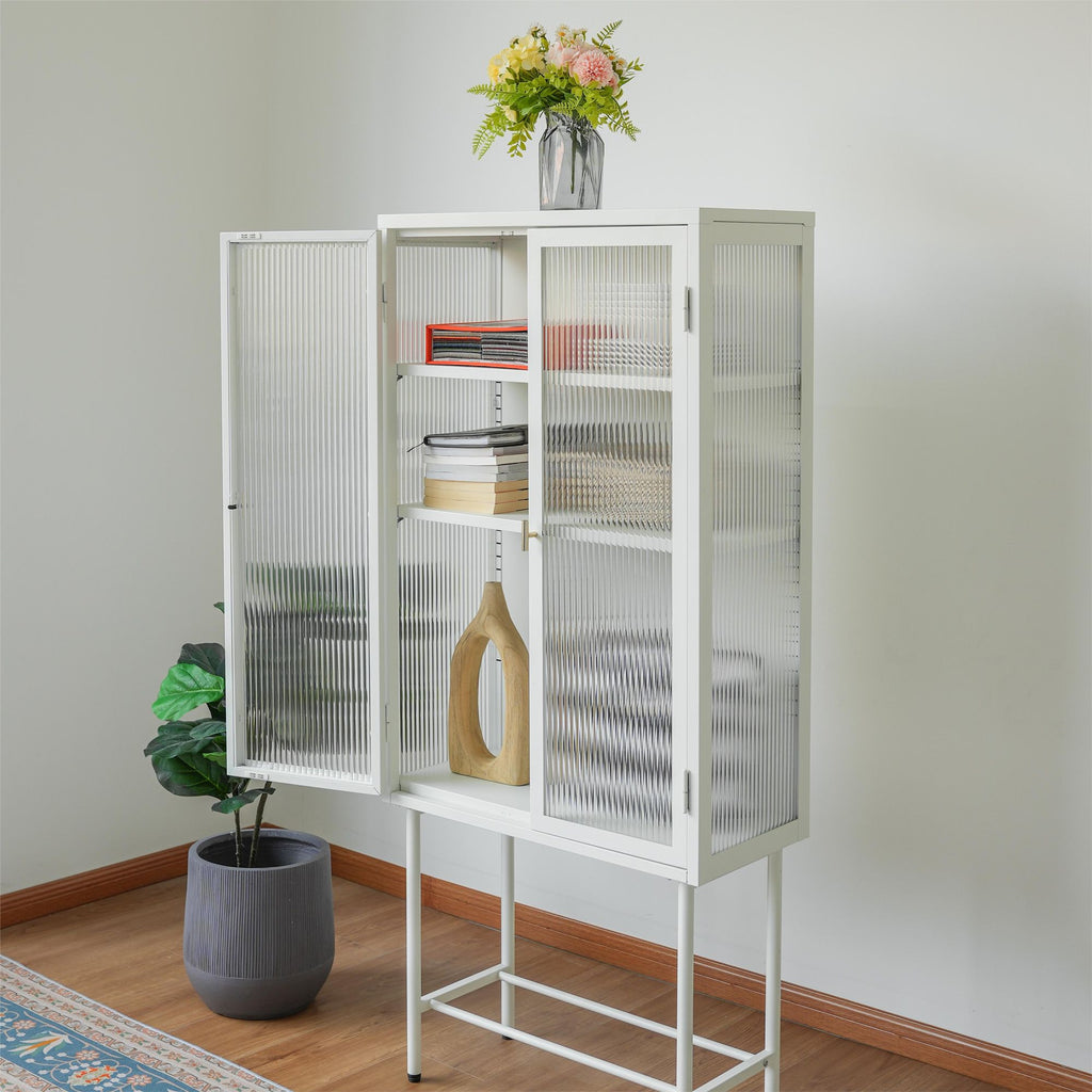 Modern Matte Storage Cabinet with Adjustable Shelves