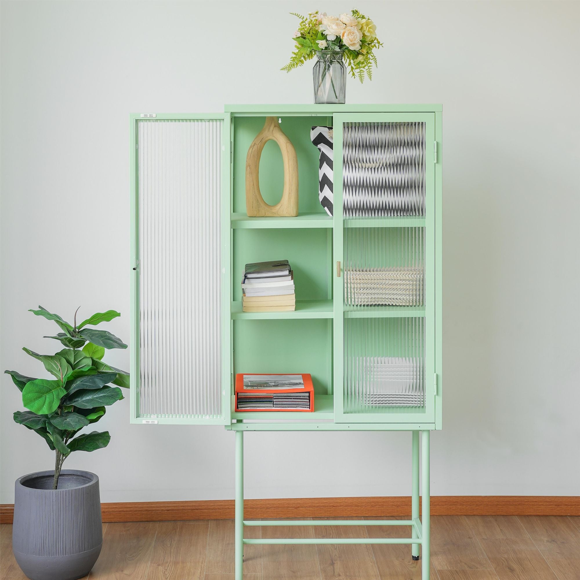 Modern Matte Storage Cabinet with Adjustable Shelves