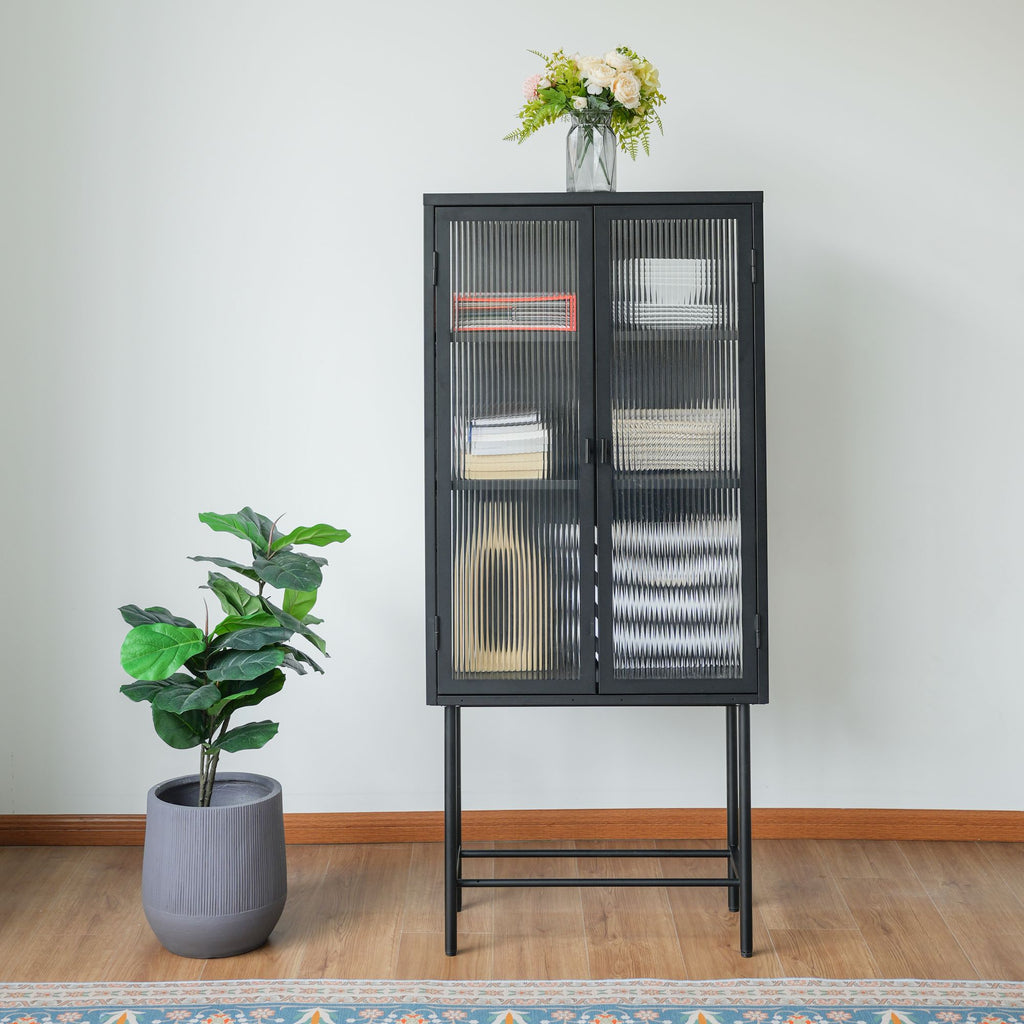 Modern Matte Storage Cabinet with Adjustable Shelves