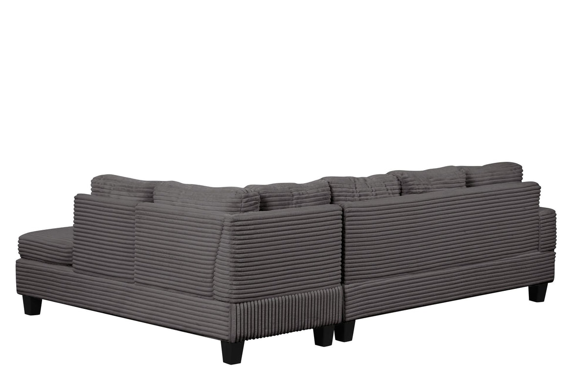 Modern Style Recliner Sectional Sofa with Storage Ottoman and Drop-Down Tray