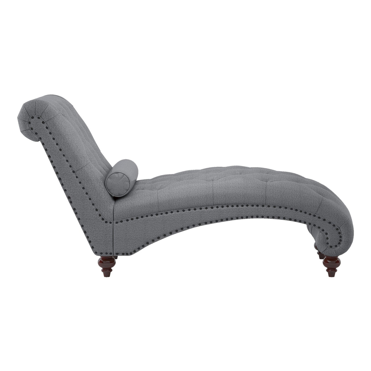 Bonne Dark Gray Button-Tufted Chaise with Bolster Pillow