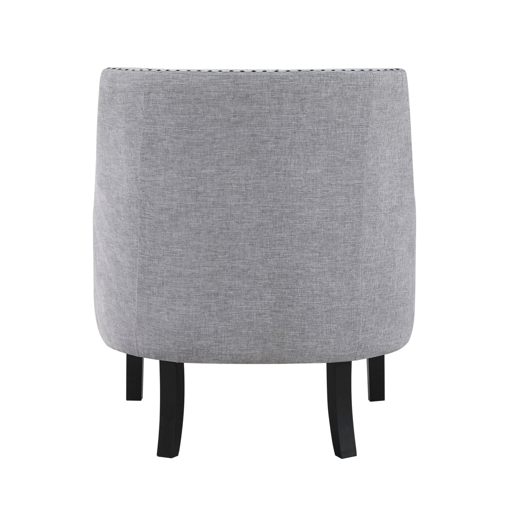Gray Button-Tufted Accent Chair with Nailhead Trim