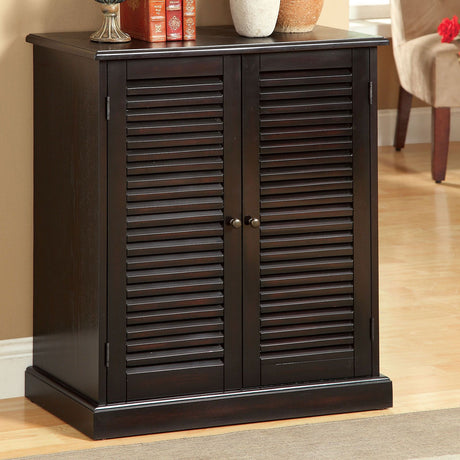 Espresso Shoe Cabinet with Louver Doors and Adjustable Shelves