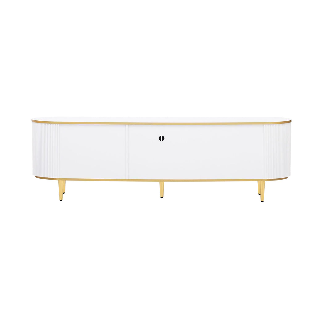 Curved Modern TV Console with Drawers and Cabinet