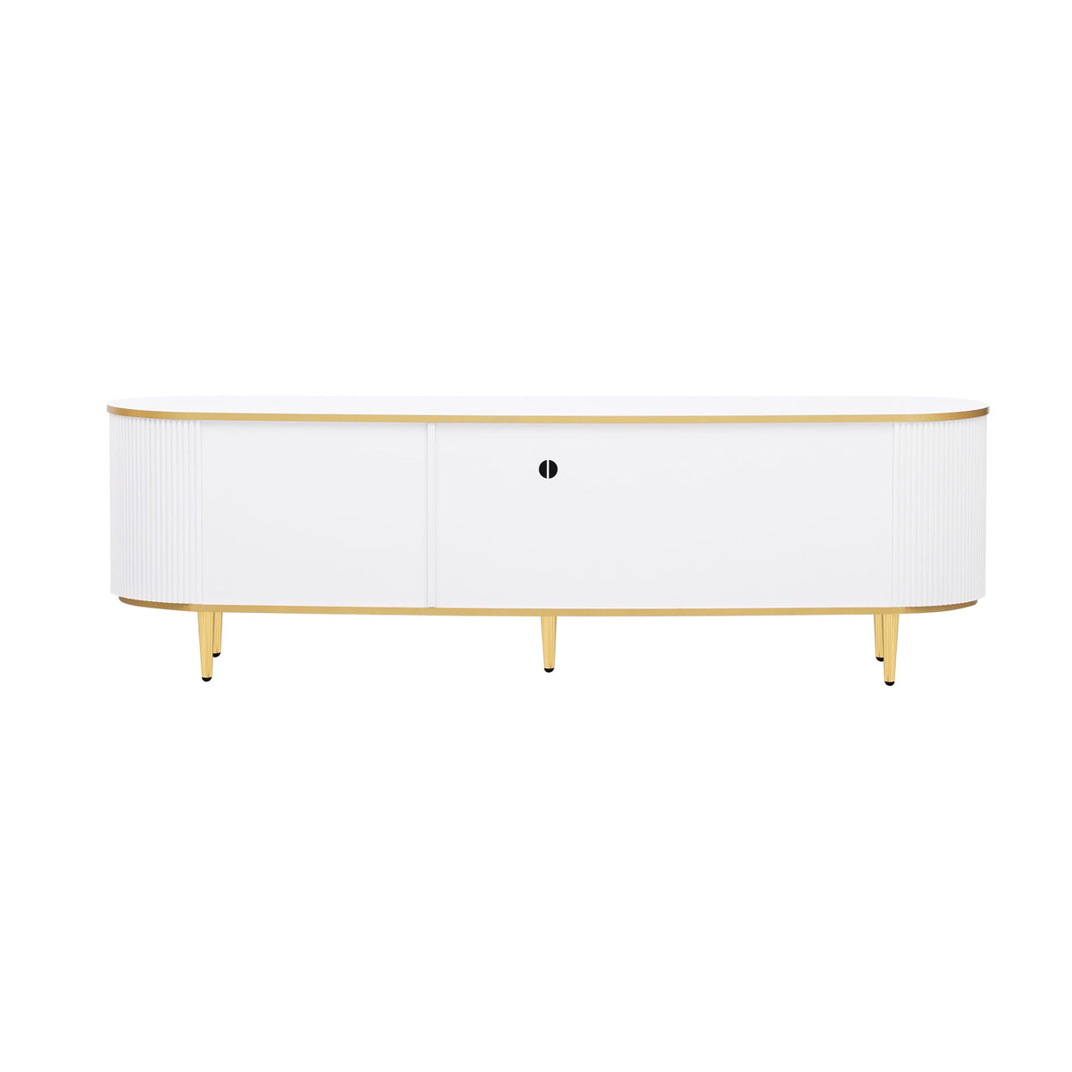 Curved Modern TV Console with Drawers and Cabinet