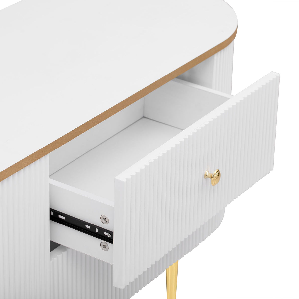 Curved Modern TV Console with Drawers and Cabinet
