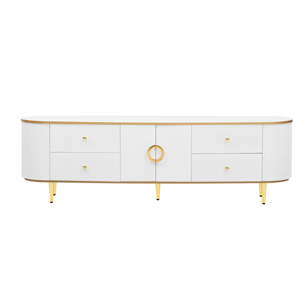 Curved Modern TV Console with Drawers and Cabinet