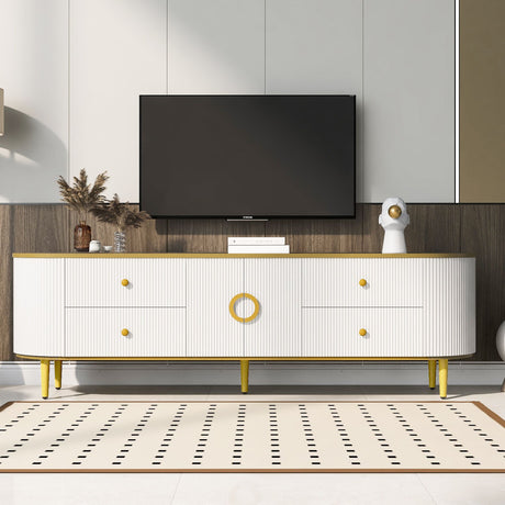 Curved Modern TV Console with Drawers and Cabinet