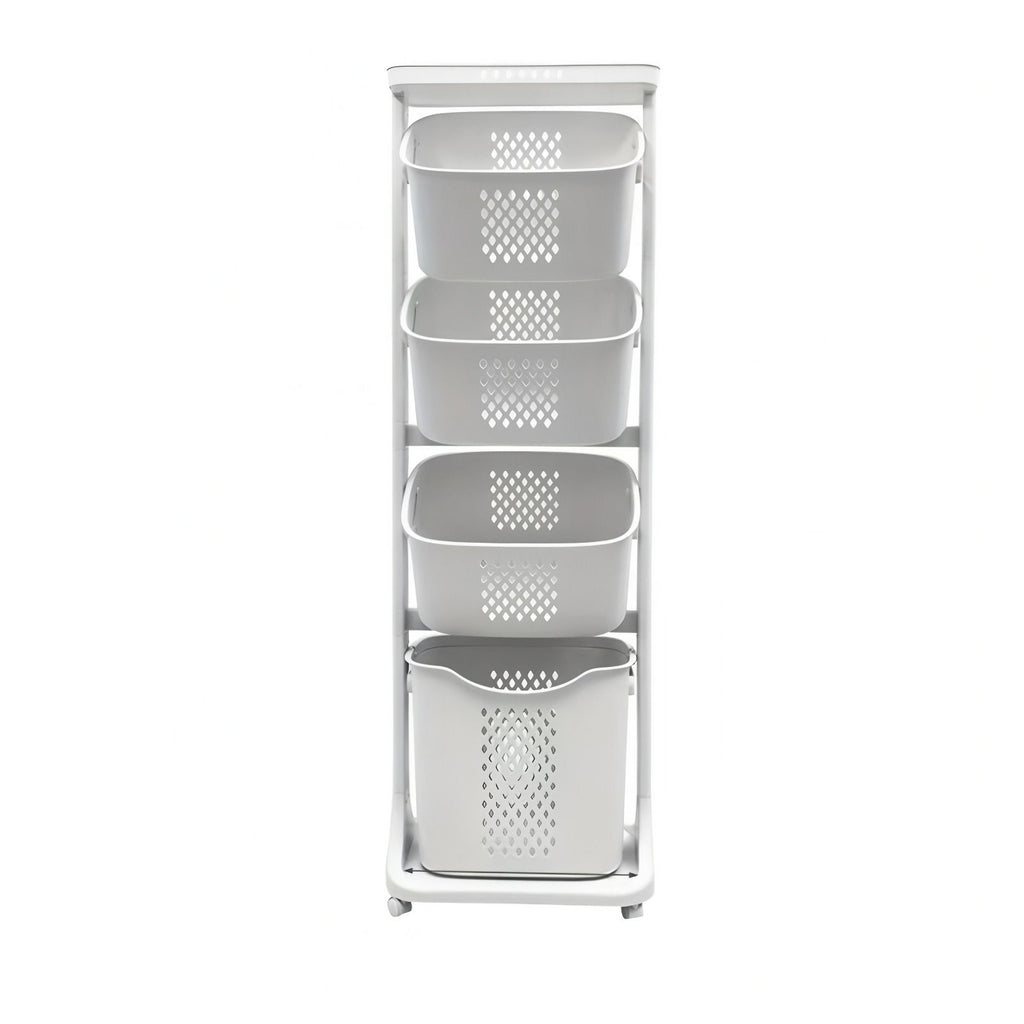 4-Tier Rolling Laundry Basket with Divided Baskets for Easy Sorting